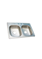 Fregadero doble 3h 33'' x 22'' x 6'' acero inox. 201 regga